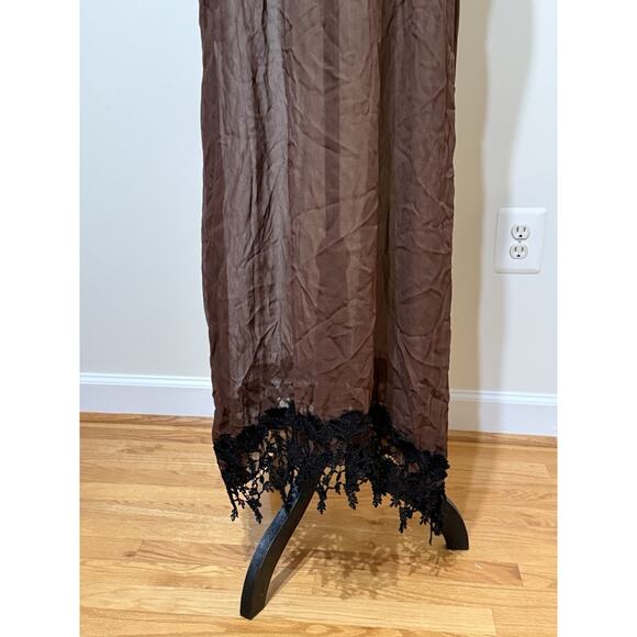 Brown sheer dress with black lace details. One size. Simple, romantic & chic - Picture 3 of 8